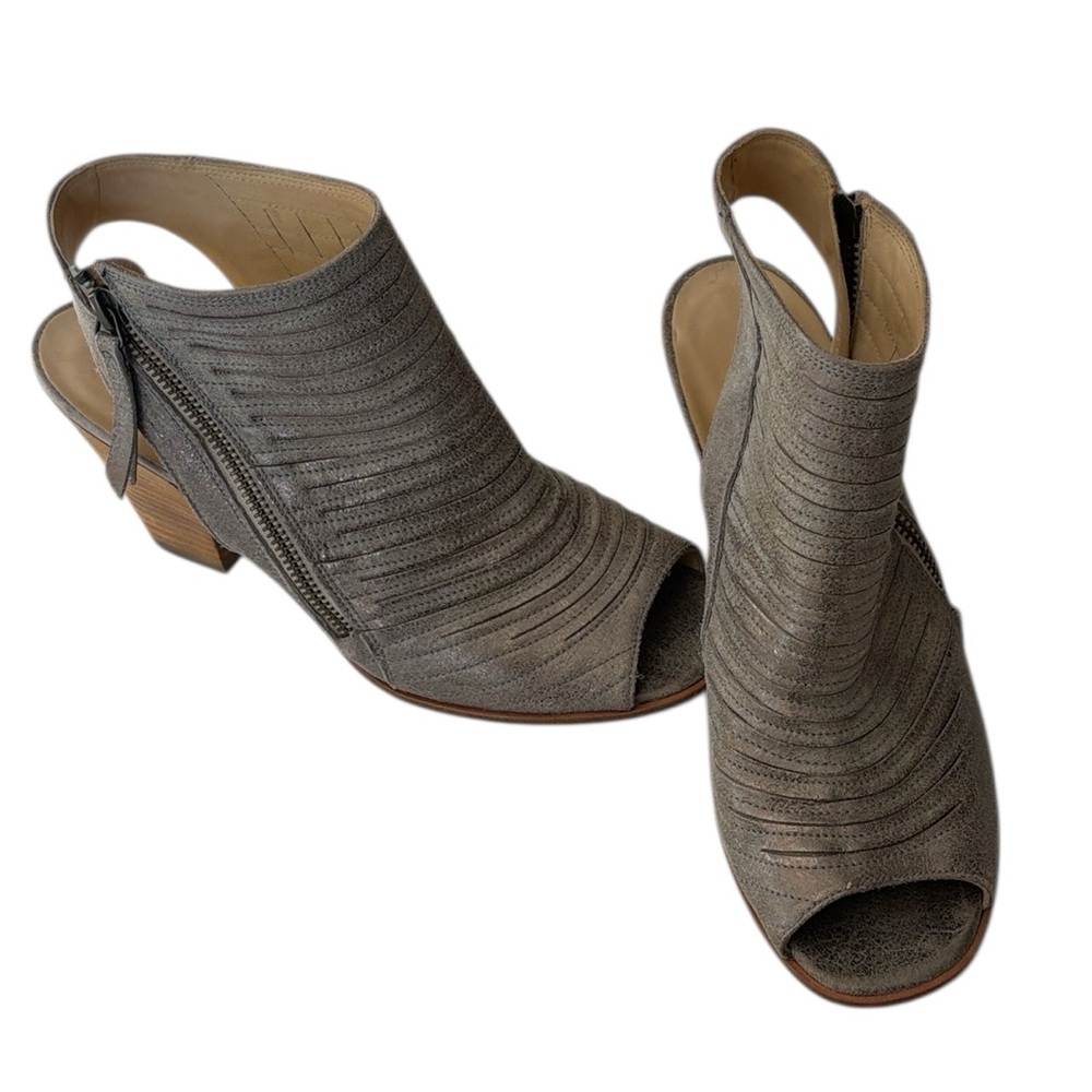 Paul Green Cayanne peep-toe bootie in smoke metallic leather, size 6 - Picture 2 of 8